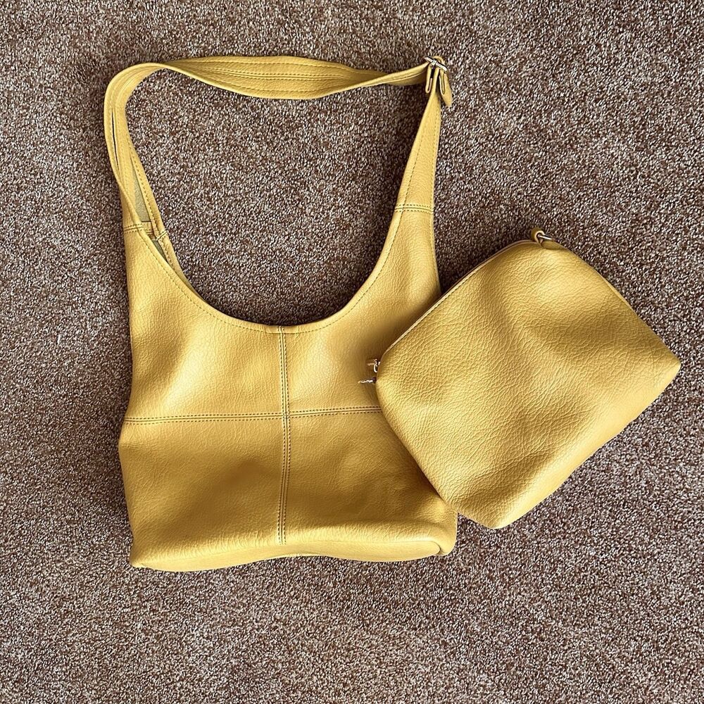 Montana West Mustard Yellow Leather Slouchy Hobo Bag Purse + Sm Bag Boho Western